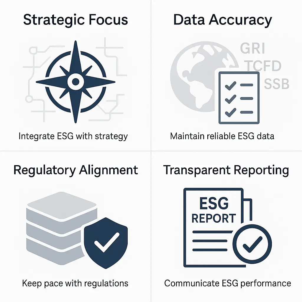 ESG reporting, corporate sustainability, TCFD compliance, GRI SASB ISSB reporting, ESG risk management, carbon accounting, sustainability dashboards, ESG advisory, enterprise ESG strategy